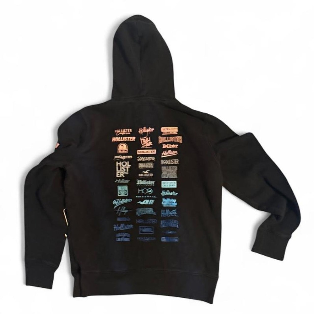 Hollister Co Womens Black Graphic Logo Pullover Hoodie Sweatshirt Small